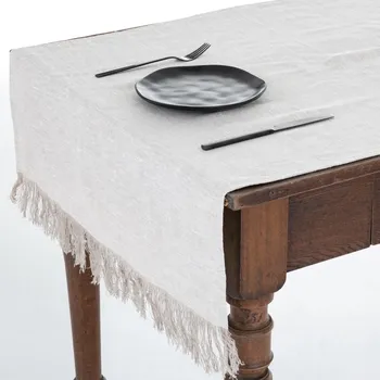 Dekorativní polštářek Tom Linen stolní běžec s třásněmi Warsa Natural 65x140