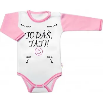 Kojenecký body Body dlouhý rukáv s vtipným textem Baby Nellys, To dáš Tati!, vel. 86, holka, Velikost koj. oblečení 74 (6-9m)
