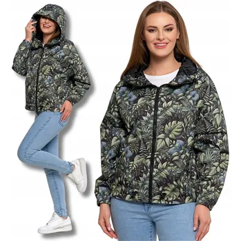 Dámská softshellová bunda DÁMSKÁ PŘECHODNÁ KRÁTKÁ BUNDA MORAJ NA ZIP KAPUCE ROSTLINNÝ VZOR XXL