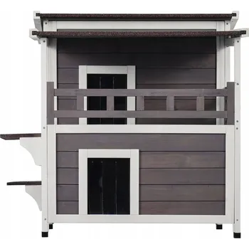 Domeček Pro Kočky 75x75,1x82 cm, 2patrový, dřevěný, venkovní