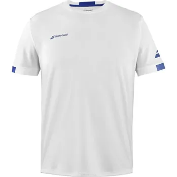 Juniorské tenisové tričko Babolat Play Crew Neck Tee bílé, velikost 6-8 let