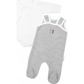 Dětská móda 2-dílná soupravička Star, body dl. rukáv + pletené dupačky, šedé, vel. 68, Velikost koj. oblečení 62 (2-3m)