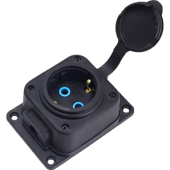 Elektrická zásuvka Černá "gumová" zásuvka na povrch 250V, 16A, IP44, SCHUKO 2P+Z, 1KMP-F, Bylion