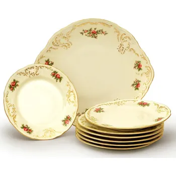 Talíř Thun 1794 BERNADOTTE koláčová souprava ivory zámecká 7 dílná