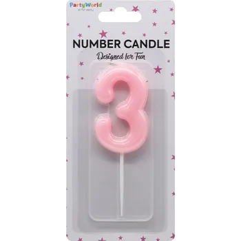 Dortová svíčka Dortová svíčka číslo 3 růžová