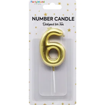 Dortová svíčka Dortová svíčka číslo 6 zlatá