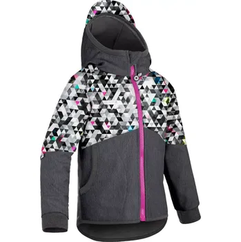 Dívčí oblečení Unuo Dětská softshellová bunda s fleecem Street Žíhaná antracitová Metricon Holka 92/98