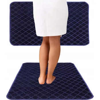 Koupelnová předložka KOUPELNOVÁ PŘEDLOŽKA PROTISKLUZOVÁ MĚKKÁ VYŘEZÁVANÁ LUXUSNÍ TMAVĚ MODRÁ 50X80 cm