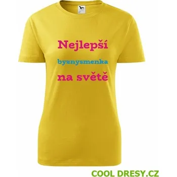 Dámské tričko Dámské tričko nejlepší byznysmenka - Barva: žlutá, Velikost S
