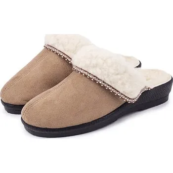 Dámské pantofle Vlnka Dámské pantofle na klínku s ovčí vlnou béžová velikost obuv dospělí 42