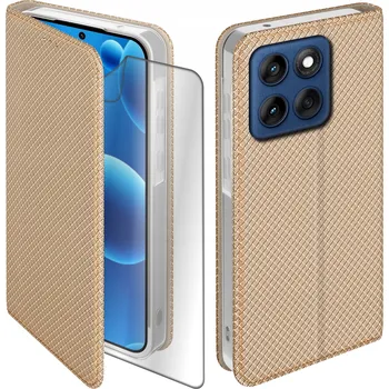 Pouzdro na mobilní telefon Flipové pouzdro KrainaGSM pro Motorola Edge 50 Fusion, zlaté