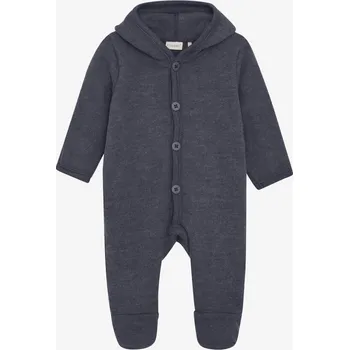 Kojenecký overall Merino overal celotělový s kapucí s oušky na knoflíky šedý Odyssey Gray Melange Fixoni Velikost: 56