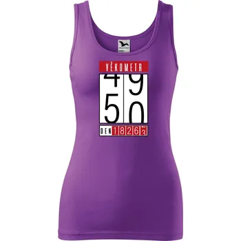 Dámské tílko s potiskem Věkometr 50 Velikost: L, Barva: Fialová