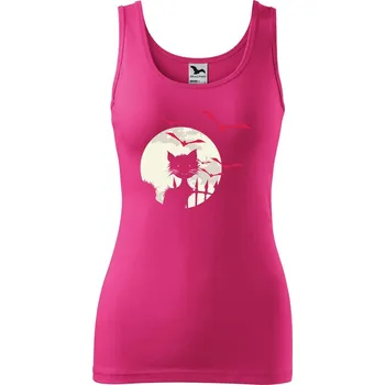 Dámské tílko s potiskem Kočka a netopýři Velikost: 2XL, Barva: Purpurová