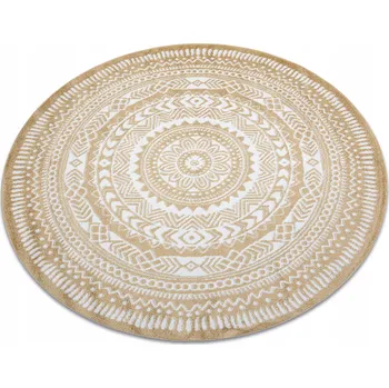 Koberec Koberec do obýváku, ložnice, dětský pokoj FUN Napkin ROZETA zlatý kruh 140 cm