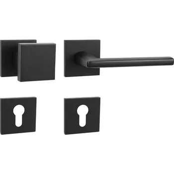 Dveřní kování MPK - PRIMA - HR SQ6 rozety PZ, madlo/klika pravá BS - Černá matná