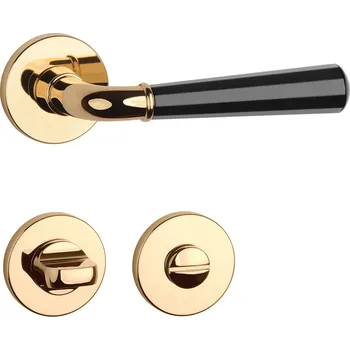 Dveřní kování ASM - MARIGOLD 2 - R 7S klika/klika, rozety WC OLV/BS - Mosaz leštěná lakovaná / černá matná