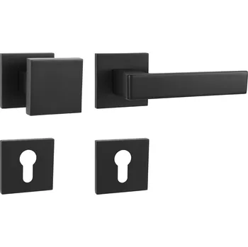 Dveřní kování MPK - HIT - HR SQ6 rozety PZ, madlo/klika pravá BS - Černá matná