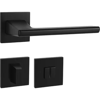 Dveřní kování TI - JUNIOR - HR 4140Q 5S rozety WC, klika/klika BS - Černá matná (153)