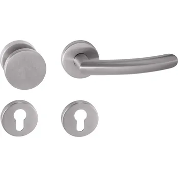 Dveřní kování TI - NERO - R 2233 rozety PZ, koule/klika pravá BN - Broušená nerez (16)