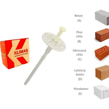 Hmoždinka KLIMAS Wkret-met FIXPLUG Talířová hmoždinka s plastovým trnem Ø10 mm 160 mm - 200 ks