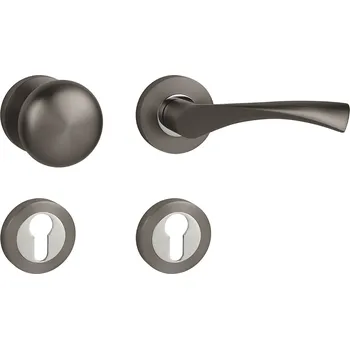 Dveřní kování MPK - SPIRIT - R rozety PZ, koule/klika pravá T/OC - Titan / chrom lesklý