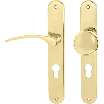 MPK - LAURA PZ otvor pro vložku, 90 mm, koule/klika levá OLV - Mosaz leštěná lakovaná