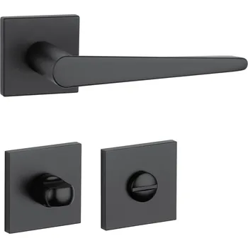 Dveřní kování AT - ARNICA - HR 7S rozety WC, klika/klika BS - Černá matná