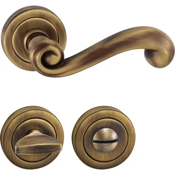 Dveřní kování TI - CARLA - R 738 klika/klika, rozety WC OGS - Bronz česaný matný (77)