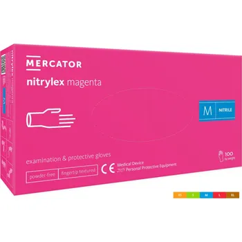 Vyšetřovací rukavice Nitrilové rukavice bez pudru Mercator Medical Nitrylex M 100 ks růžové