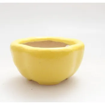 Květináč Keramická bonsai miska 4 x 4 x 2 cm žlutá 1423-M25-5751