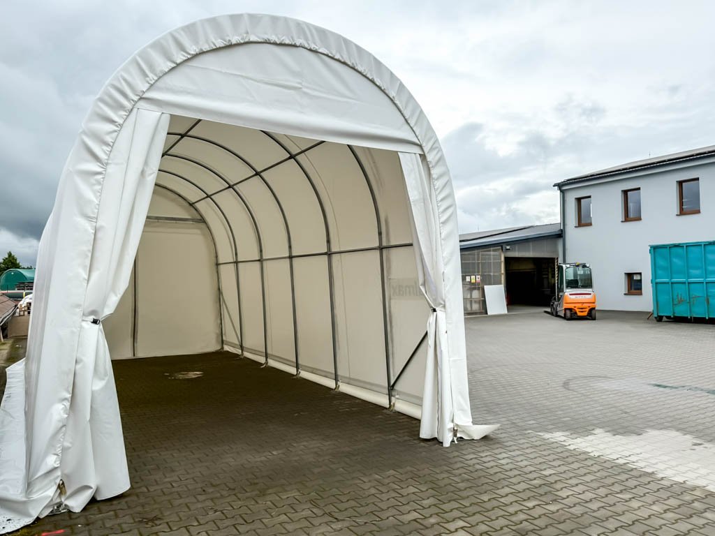 Plachtová garáž | Šířka 4,3 m Barva: Světle šedá