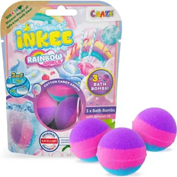 CRAZE INKEE Rainbow World – 3 bomby do koupele s vůní cukrové vaty