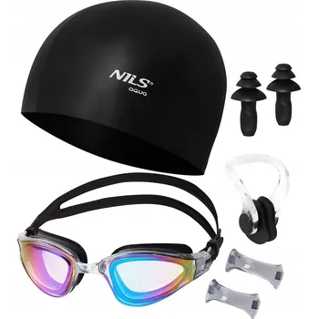 Plavecké brýle Plavecký Set Brýle na Plavání do Bazénu + Čepice + Špunty do Uší