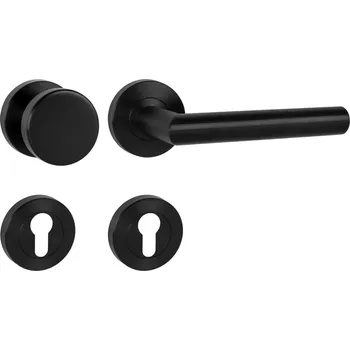Dveřní kování MPK - FAVORIT - RS rozety PZ, koule/klika pravá BS PVD - Černá matná PVD