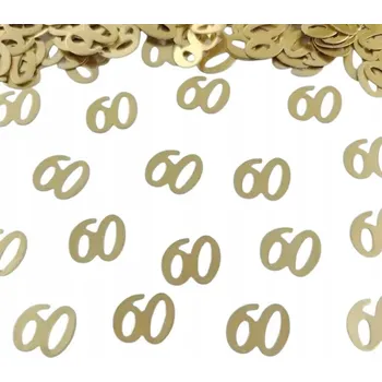 Party dekorace Id_2492 100 kusů konfet 60 číselný kód výměnný stůl DORT zlatý narozeninový