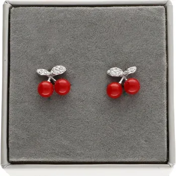 Náušnice Stříbrné náušnice třešně červené SVATÉ PŘIJÍMÁNÍ KŘEST ROČEK GRAVÍROVÁNÍ