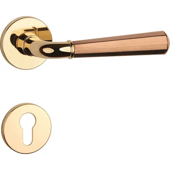 Dveřní kování ASM - MARIGOLD 2 - R 7S klika/klika, rozety PZ OLV/CUM - Mosaz leštěná lakovaná / měď matná