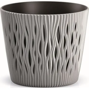 Květináč Květináč 12,8cm SANDY ROUND DSR130-405U šedý plastový PROSPERPLAST