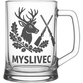 Sklenice Půllitr s pískovaným motivem myslivce