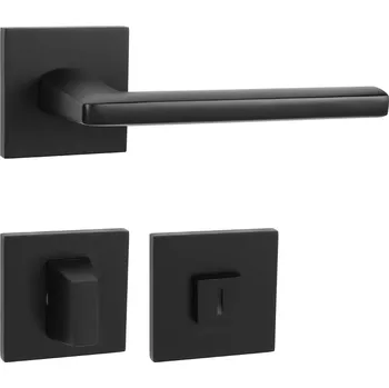 Dveřní kování MPK - PRIMA - HR SQ6 rozety WC, klika/klika BS - Černá matná