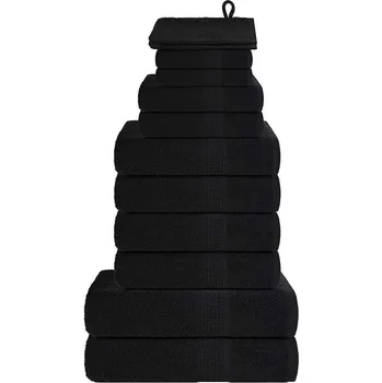 Utěrka vidaXL 12dílná sada ručníků 360 g/m² 100% bavlna [137109] Barva: Černá