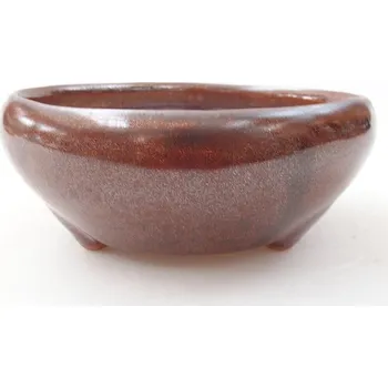 Květináč Keramická bonsai miska 11 x 11 x 5 cm hnědá 1377-M25-4745