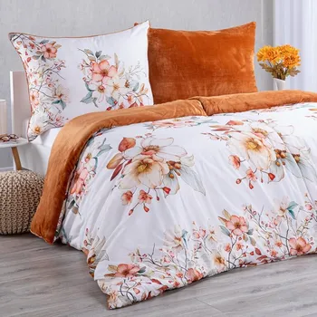 Povlečení decoDoma Dual Feel VALERIA hnědé 140 x 200, 70 x 90 cm zip