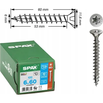 Vrut VRUT DO DŘEVA A2 100 KS TX 6.0*60MM SPAX