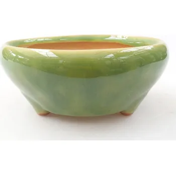 Květináč Keramická bonsai miska 11 x 11 x 5 cm zelená 1377-M25-4746