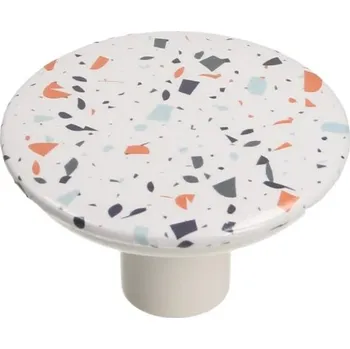 Nábytkové kování Nábytková úchytka GX01, terazzo bílé V82, průměr 49 mm