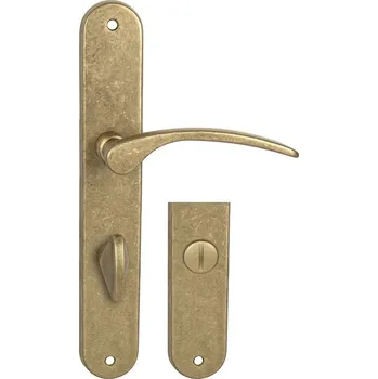 Dveřní kování MPK - LAURA klika/klika, WC klíč, 90 mm NAT - Natural mosaz nelakovaná