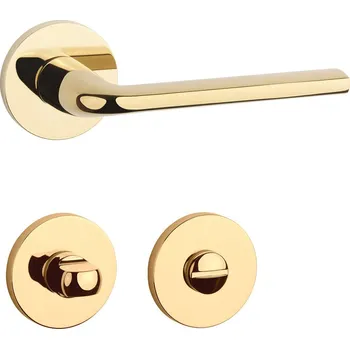 Dveřní kování AT - OLEANDRO - R 7S klika/klika, rozety WC OLV PVD - Mosaz leštěná lakovaná PVD