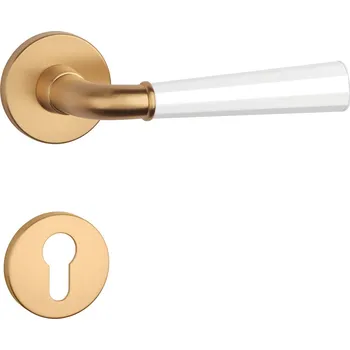 Dveřní kování ASM - MARIGOLD 2 - R 7S klika/klika, rozety PZ OLS/WS - Mosaz broušená / bílá matná